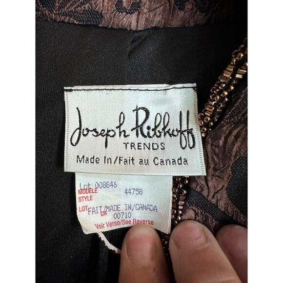 Joseph Ribkoff Trends Brown Floral Open Front Evening Jacket L - Picture 9 of 12